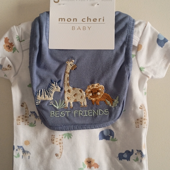 Mon Cheri Blue Baby Bodysuit Set - Picture 2 of 5